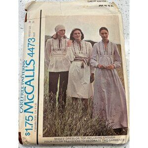 McCalls 4473 Misses Dress Or Top Pattern With Four-Color Transfer